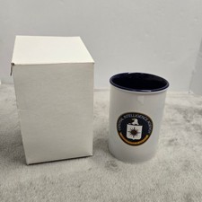 CIA Central Intelligence Agency Ceramic Tumbler Mug White Navy Blue with Box picture