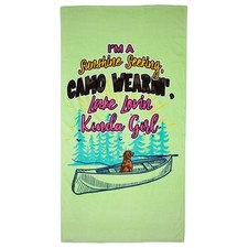 Lantern & Lace Camo Girl Canoe Oversized Beach Towel, 34x64 Lake Life picture