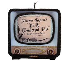 RETRO TELEVISION - IT's A WONDERFUL LIFE * Glitter CHRISTMAS ORNAMENT * Vtg Img picture