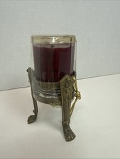Vintage 1970's Ornate Flower Pattern Brass Footed Pillar Candle Holder MCM 5