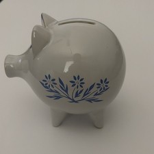Vtg CorningWare Blue Cornflower Piggy Bank Rare Employee Promo Gift w/Stopper picture