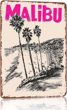 Vintage Malibu Beach For Living Room Tin Metal Signs Home Décor 8x12 picture