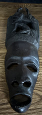 Vintage Hand Carved Ethnic Ebony Tribal Malawi, Africa Wood Face Mask Wall Art picture