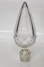 Large Vintage Hand-Blown Faceted Crystal Glass Decanter Teardrop Stopper picture