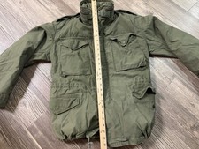 Vintage 70s US Military M-65 Field Jacket Medium Regular Brass General Zip Liner picture