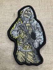 Grim Reaper Warrior Assault Patch Hook Loop Monochrome Embroidered Morale Patch picture