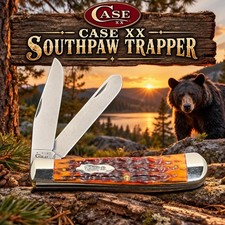 Very Rare Case XX Southpaw Trapper Knife Left Hand Open Bomb Shield Nice One  picture