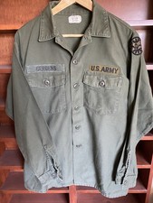 Vintage 70s Vietnam US Army Cotton Sateen Utility Shirt Patches OG-107 Type 1 picture