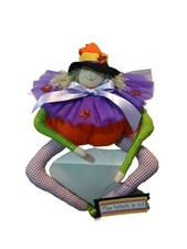 Handmade Whimsical Witch In Pumpkin Body Shelf Sitter  picture