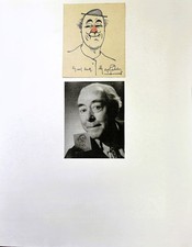 GEORGE ROBEY HAND SIGNED SELF CHARICATURE 2-3/4 X 3-5/8 COMEDIAN ACTOR - COA picture