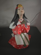Vintage Japanese Hakata Doll Red White Kimono Gold Headpiece Figurine picture