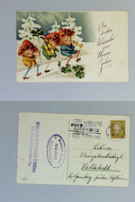 1932 German New Year Postcard Mushroom Gnomes Würzburg Orthopedic Workshop #987 picture