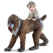 NEW Schleich 14716 Mandrill Female & Baby RETIRED Wild Life Animal Monkey picture
