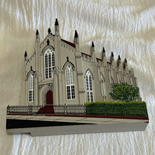 Sheila Huguenot Church Charleston SC Hand-Painted Wood Plaque Signed 1996 picture