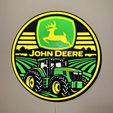 John Deere Lighted Round Wall Sign Tractor Logo Agriculture Advertising Sign picture