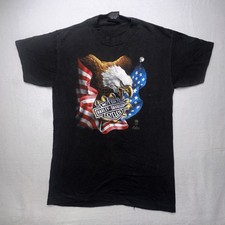 1987 Harley-Davidson Eagle Flag Tee 3D Emblem Single Stitch Size M Black picture