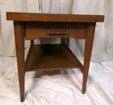 Vtg Mersman Mid Century End Table Danish Modern Formica Top Drawer 2 Tier 8111 picture