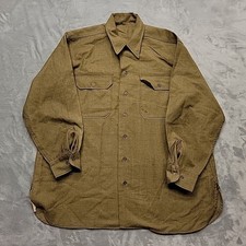 VTG WWII US Army 1945 Flannel OD Coat Style Special Wool Shirt Named Anti Gas picture