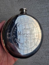 🇫🇷 Vintage French Metal Flask – Paris & Marseille Souvenir picture