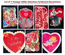 Vintage Valentine Signs Decorations  Lot Of 7 Diecut Large circa 60s-80s picture