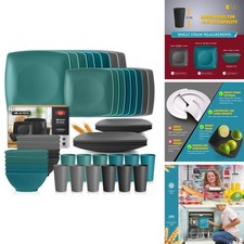 Teivio 48-Piece Square Dinnerware Set for 12, Plates and Bowls picture