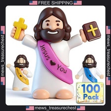 Mini Jesus Figurines Set of 100 in 5 Colors, Religious Faith Gifts picture