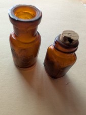 2 ANTIQUE SMALL AMBER MEDICINE BOTTLES picture