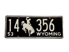 LICENSE PLATES  PLATE￼ Wyoming 1953 Bronco Nice Condition 14-356 picture