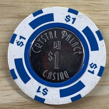 Crystal Palace Casino Nassau $1 Chip Blue & White picture