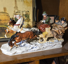 Antique Large German Scheibe alsbach napoleon Horses sleigh figurine Porcelain picture