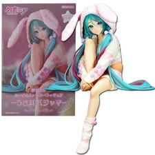 15CM Anime HATSUNE MIKU Figure Noodle Stopper Figure Rabbit Ear Pajama Model Toy picture