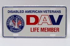 DAV Disabled American Veterans Life Member Aluminum License Plate picture