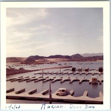 1963 Lake Mohave AZ NV Davis Dam Marina Boats Katherine Landing Snapshot Photo picture