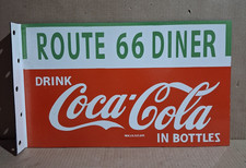 Route 66 Diner Coaca Cola Porcelain Enamel Sign  18 x 10 Inches 2 Sided picture