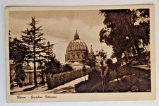 Rome Italy Vintage Postcard c1943 Vatican Gardens View St. Peter’s Basilica Dome picture