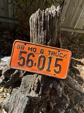 1958 Missouri Truck License Plate # 56-015, orange picture