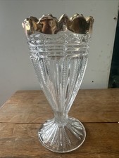 Vintage Antique Eapg Victorian Glass Gilded Gold Vase  picture