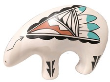 Vintage 1994 Marty Luhan Taos Pueblo Native American Signed Pottery Bear 8