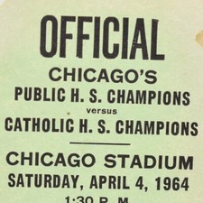 1964 Chicago Public Catholic School Basketball Game Ticket Tag Wolcott Street IL picture