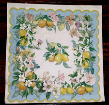 LEMON ORANGE FLORAL SCENE ~ 2 Individual Paper BEVERAGE Napkins Decoupage picture