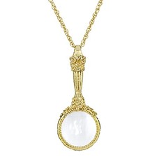 1928 Jewelry 14K Gold Dipped Romantic Interlude Magnifying Glass Necklace 30 picture