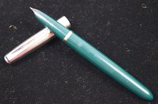 Parker Model 21 Fountain Pen Dark Green Silver Cap VTG 1950's USA Untested D133 picture