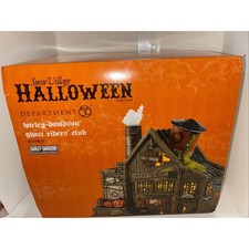 Dept 56 RetiredSnow Village Halloween Harley Davidson Ghost Riders Club 4044878 picture