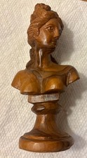 Vintage Hand Carved Olive Wood Classical Female Bust – Bethlehem, Jordan Era (c. picture