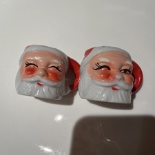Vintage Santa Claus Mini Face Eyes Open Mug Japan Christmas 1.75” picture