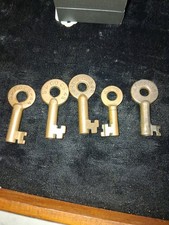 5 Vintage Brass Skeleton Keys picture