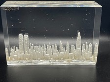Vintage Phillips 1975 Lucite Manhattan Skyline Block Sculpture Rare picture