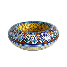 Vintage Franco Mari Deruta Italy Ceramic Bowl Hand Painted Geometric Design picture