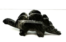 Vtg Onyx Stone Dinosaur Hand Carved Figurine Gray Marbled 6