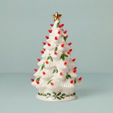 Lenox China Holiday TREASURED TRADITIONS Light Up Tree - Red Bulbs - 12